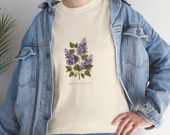 ライラックツリーシャツ 紫の花 自然グラフィックTシャツ 春の花