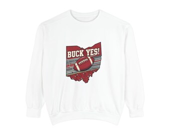 Buck Yes Buckeyes フットボール スウェットシャツ | 州地図のアウトライン