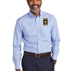 US ARMY RETIRED   Brooks Brothers Wrinkle Free Stretch Patterned Shirt