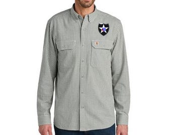 2nd Infantry Division - Carhartt Rugged Flex geruit overhemd met lange mouwen