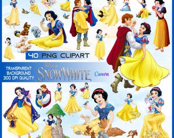 Snow White Clipart Bundle, Princess PNG, Shirt Cake Topper (Digital Download)