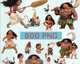 Vaiana Clipart-paket, Baby Vaiana PNG-bilder (digital nedladdning)