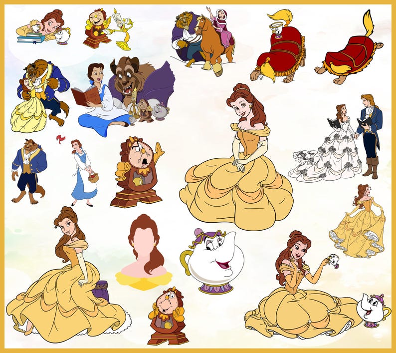 Belle Clipart Bundle: Beauty and the Beast PNG Images (digital Download ...