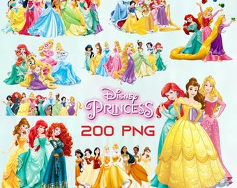 Pacchetto PNG di 200+ Coquette Princess, clipart Disney Princess (download digitale)