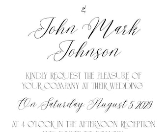 Black and White Wedding Invitation | Editable Canva Template
