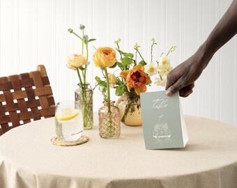 Sage Green Wedding Table Number Template | Minimalist Printable (Instant Download)