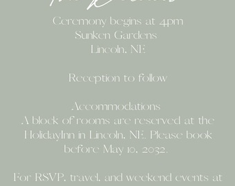 Modern Wedding Details Card Template | Editable Canva Insert Instant Download