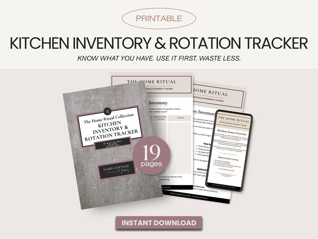 Inventory. Check Rotation List Kitchen Inventory and Rotation Tracker Printable | Pantry, Fridge ...