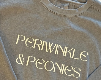 Periwinkle & Peonies Logo Comfort Colors Charcoal Crewneck Sweatshirt. Small, Medium, Large, X-Large