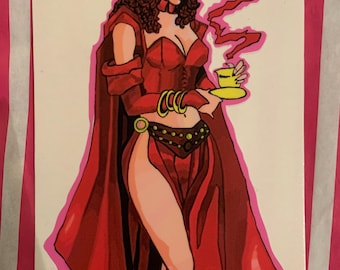 Scarlet witch vinyl sticker! Inspired outfit from the comics! Hand drew!