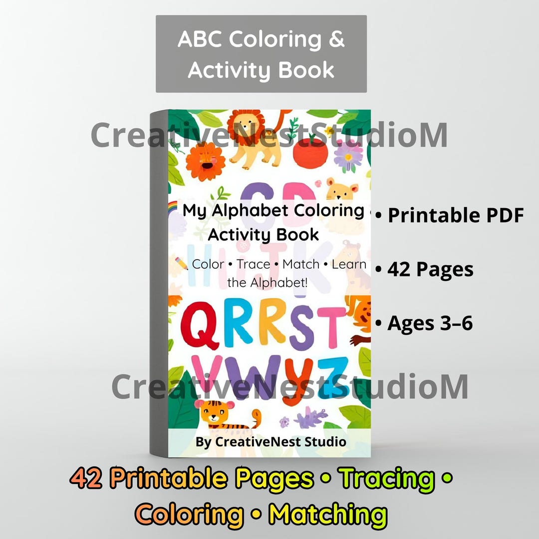 Alphabet Coloring Activity Book for Kids - Etsy