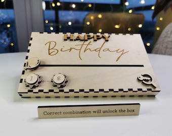 Birthday Puzzle Lock Box Laser Cutting File.  Digital Download.  Money Gift Box SVG DXF