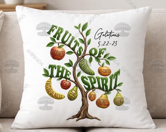 Cute Fruits of the Spirit PNG Digital Download | Christian Bible Verse Clipart | Galatians 5:22-23 Spiritual Scripture Christian Wall Art
