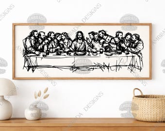 The Last Supper SVG PNG Digital Download, Christian Wall Art Sketch Cut File, Jesus Disciples Clipart, Religious Faith Cricut Sublimation