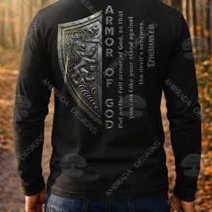 Metallic Armor of God Shield Spiritual Scripture PNG Digital Download – Ephesians 6:11 Christian Wall Art - Sublimation DTF POD Bible Verse