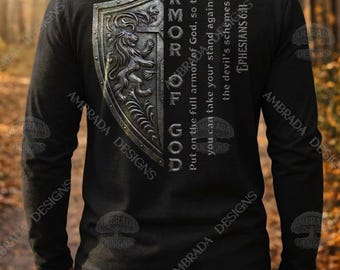 Metallic Armor of God Shield Spiritual Scripture PNG Digital Download – Ephesians 6:11 Christian Wall Art - Sublimation DTF POD Bible Verse