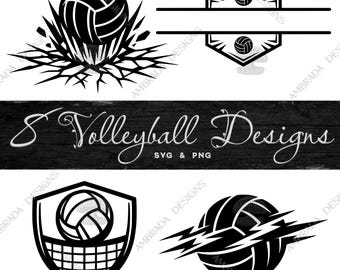 8 Volleyball Designs SVG PNG Bundle Digital Download, Volleyball Sports Ball DIY Cut Files, Minimalist Cricut Silhouette Sublimation