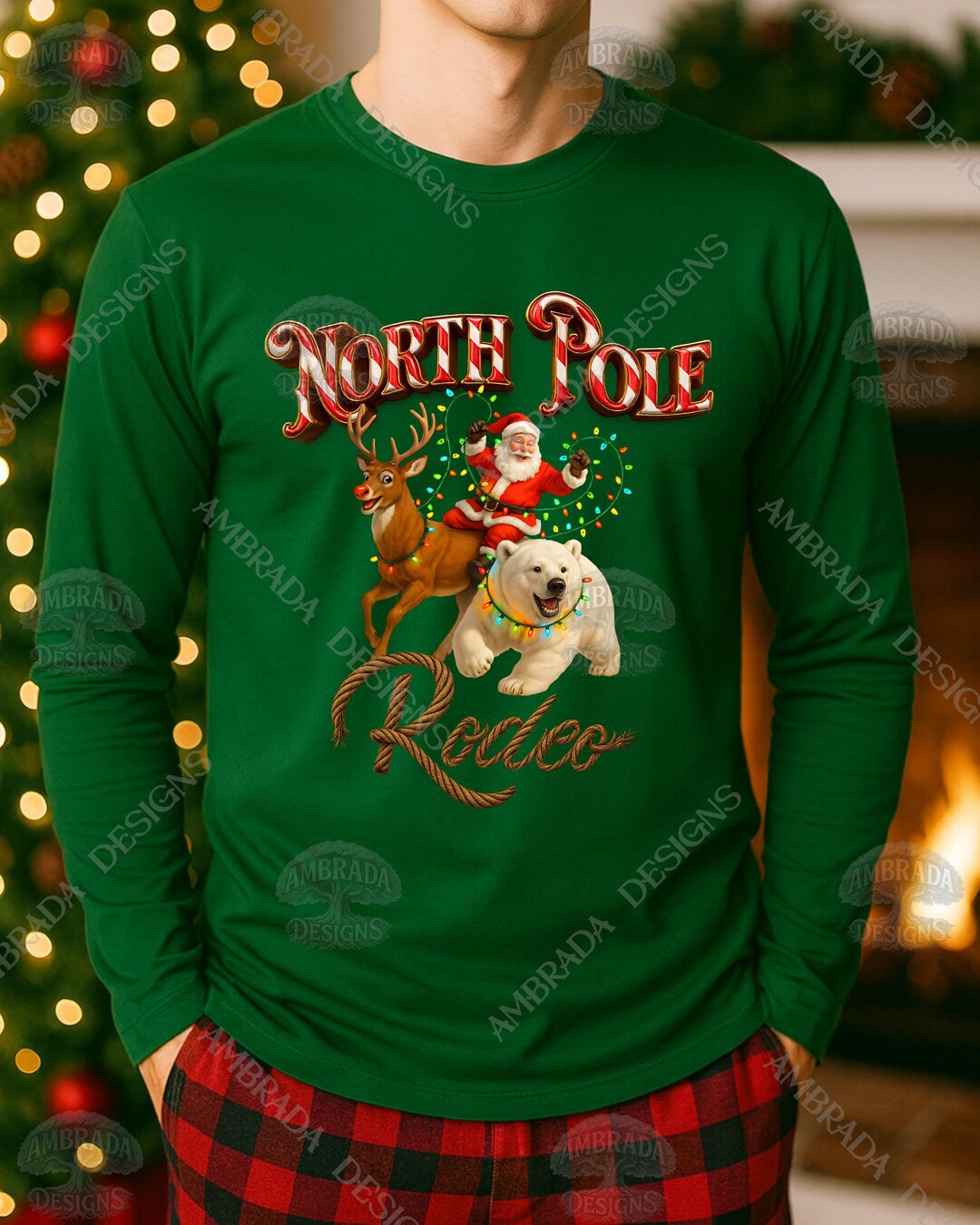 North Pole Rodeo Christmas Themed PNG - Santa, Rudolph & Polar Bear ...