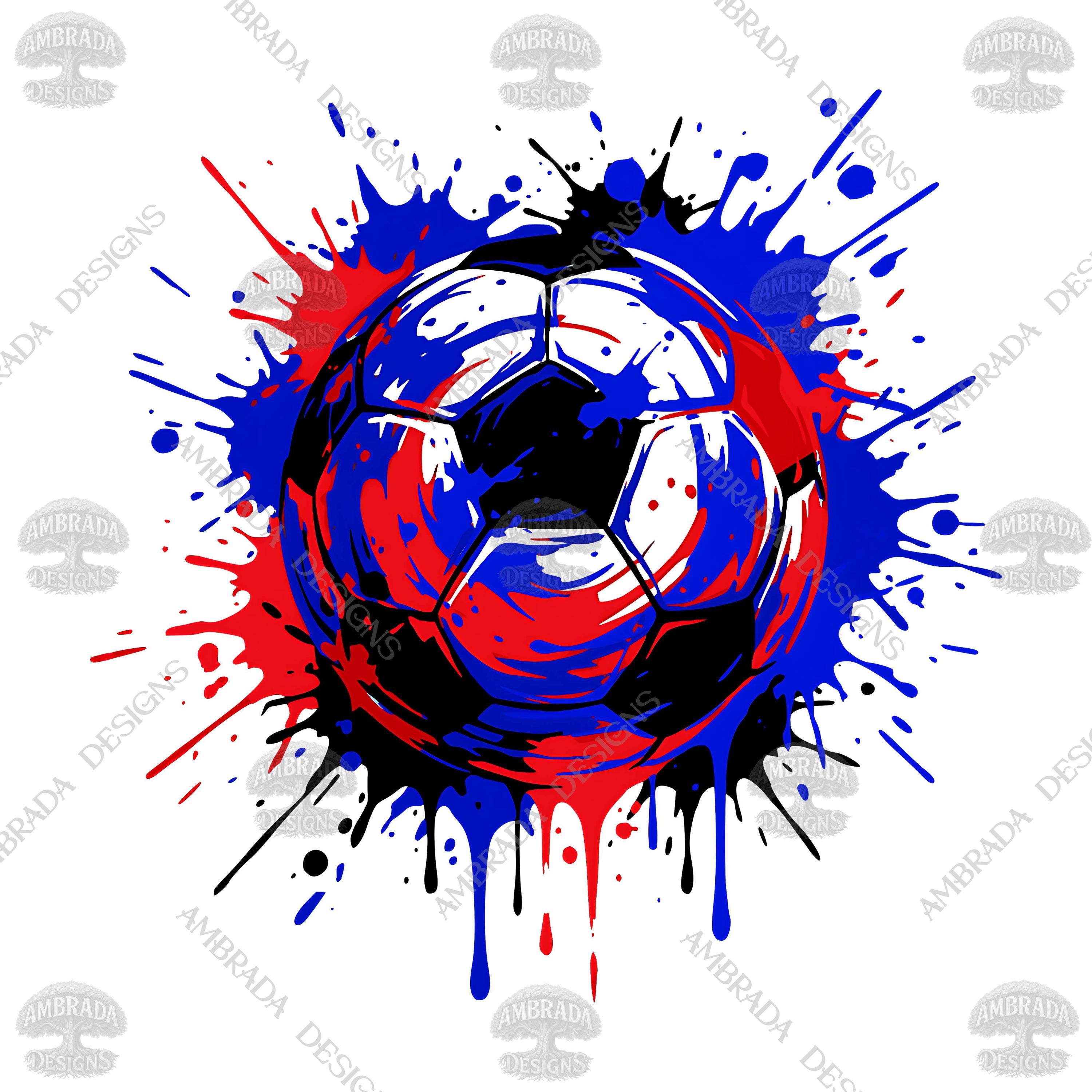 Red Splatter Football Blue & Red Sports Balls Paint Splatter SVG PNG Bundle | Football Soccer ...