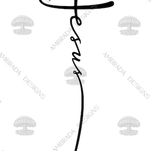 Jesus Script Cross SVG PNG Digital Download - Minimalist Christian Wall Art - Spiritual Scripture Faith Cricut DIY Sublimation Vector