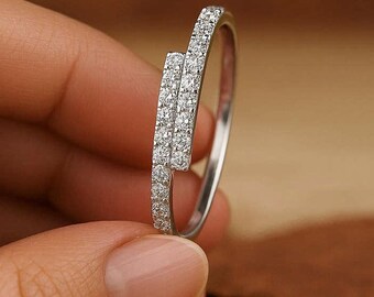 Wedding Ring, Sterling Silver Band, Round Cut Engagement Ring, Women Jewelry