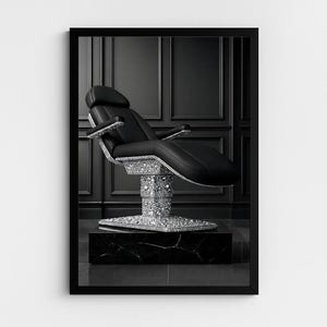 Lash Behandlung Bett Druck | Luxus Salon Wand Kunst | Kristall Akzent | Schwarz & Weiß Dekor | Salon Noir Kollektion | Digitaler Download