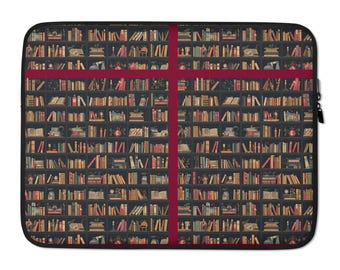 Custodia per laptop Dark Academia Bookshelf – Regalo per gli amanti dei libri letterari