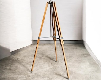 Teak Wood Adjustable Tripod Stand Floor Lamp Base Industrial Style