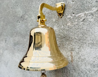 Bell, Nautical Wall Hanging, Engraved Maritime Decor Brass
