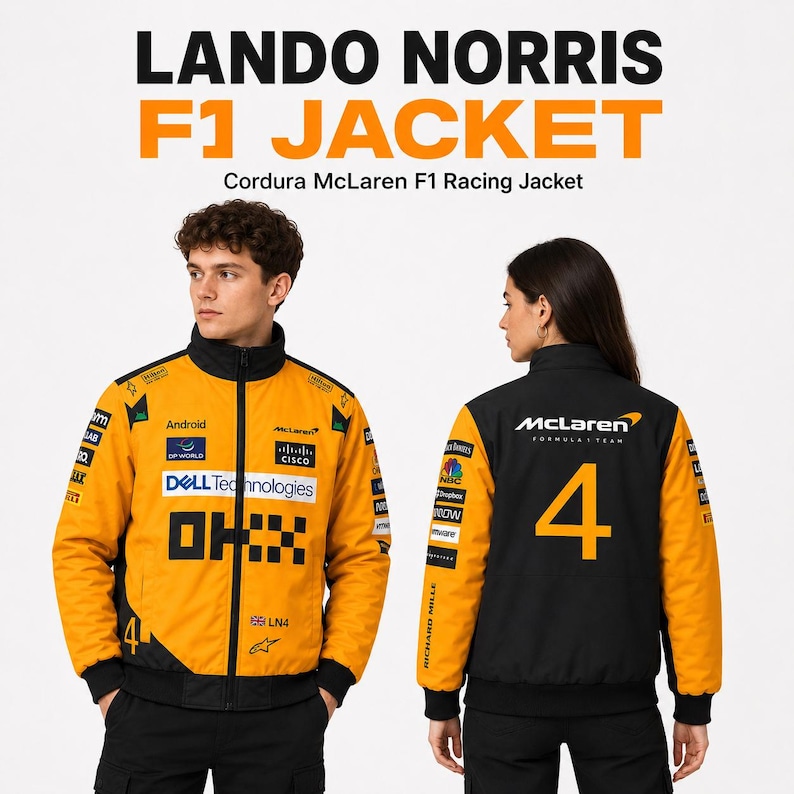 Personalized McLaren formula 1 Racing Jacket, Lando Norris or Oscar Piastri Cordura Fan Apparel image 7