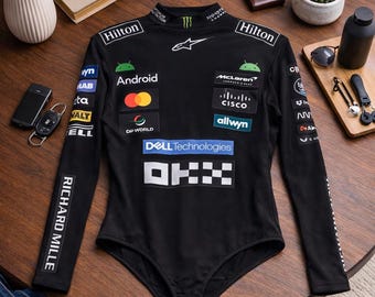 Body de manga larga inspirado en McLaren, moda urbana del automovilismo.