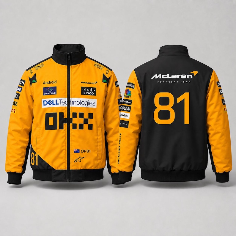 Personalized McLaren formula 1 Racing Jacket, Lando Norris or Oscar Piastri Cordura Fan Apparel Oscar Piastri