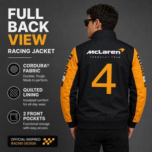 Personalized McLaren formula 1 Racing Jacket, Lando Norris or Oscar Piastri Cordura Fan Apparel image 16