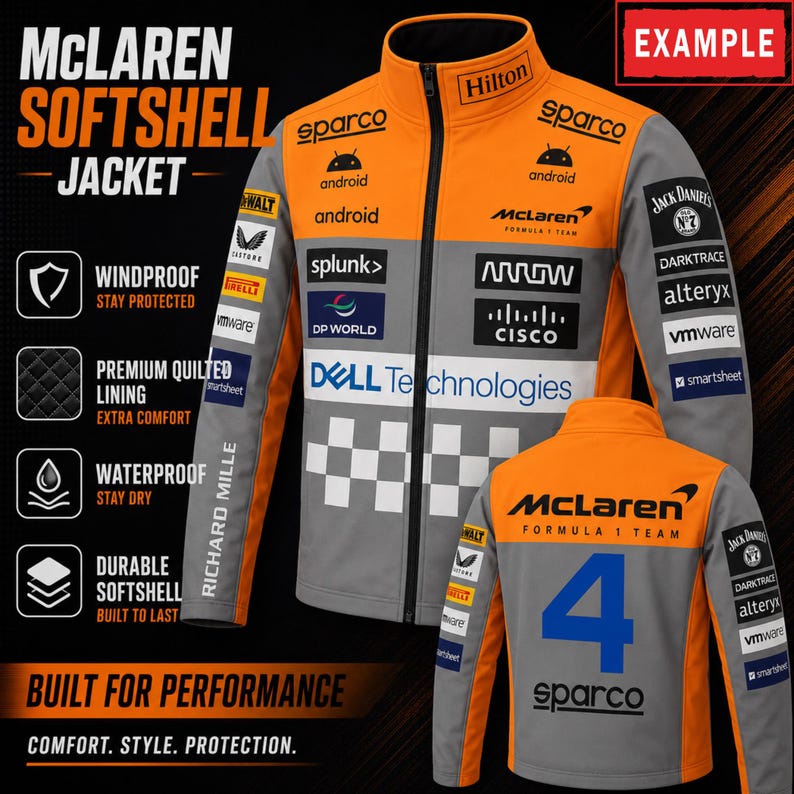 Personalized McLaren formula 1 Racing Jacket, Lando Norris or Oscar Piastri Cordura Fan Apparel image 20