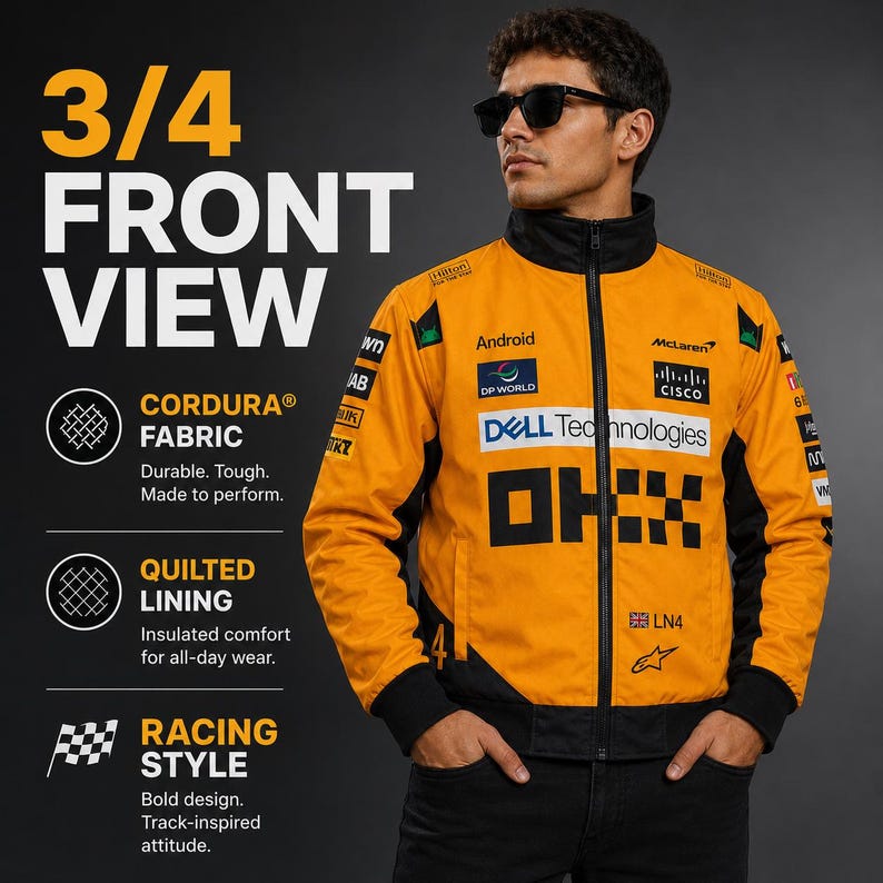 Personalized McLaren formula 1 Racing Jacket, Lando Norris or Oscar Piastri Cordura Fan Apparel image 15