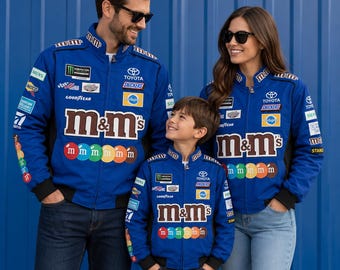 Vintage NASCAR Racing Jacket, Blue Cordura Motorsport Fan Jacket for Men Women and Kids