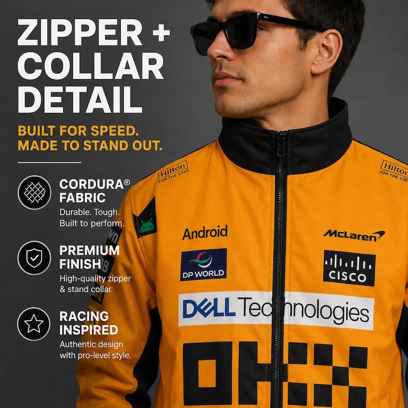 Personalized McLaren formula 1 Racing Jacket, Lando Norris or Oscar Piastri Cordura Fan Apparel image 13