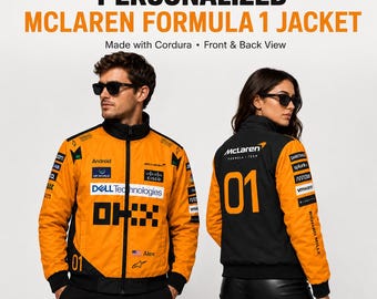 Personalized McLaren F1 Racing Jacket, Lando Norris or Oscar Piastri Cordura Fan Apparel