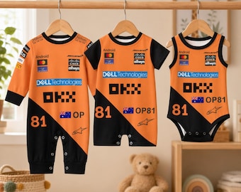 Oscar Piastri McLaren Baby Romper, OP81 F1 Racing Infant Jumpsuit, McLaren Formula 1 Baby Outfit