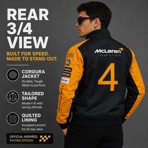 Personalized McLaren formula 1 Racing Jacket, Lando Norris or Oscar Piastri Cordura Fan Apparel image 14