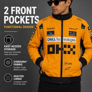Personalized McLaren formula 1 Racing Jacket, Lando Norris or Oscar Piastri Cordura Fan Apparel image 12
