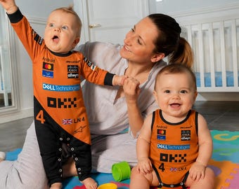 Pelele de bebé Lando Norris McLaren, mono de carreras de F1 para bebés, conjunto de automovilismo