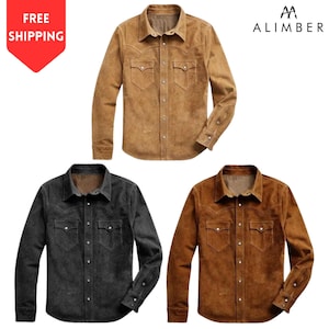 Puede incluir: Tres camisas de manga larga en tonos marrón y negro. Las camisas tienen un diseño abotonado con dos bolsillos en el pecho y un cuello. La marca "ALIMBER" es visible en la esquina superior derecha. Una etiqueta roja "FREE SHIPPING" está en la esquina superior izquierda.