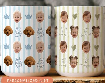 Personalized Photo Mug for Grandpa Papa Baby Face Coffee Cup Custom Baby Mug Gift for Daddy Grandpa Fathers Day Gift Pops Dada gift
