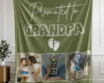 Manta personalizada com foto para anunciar a chegada do vovô | Presente para o futuro vovô | Manta personalizada para ultrassom | Presente para o Dia dos Pais