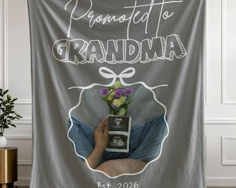 Manta de anúncio da chegada da vovó, presente personalizado com foto de ultrassom, presente para revelar a gravidez para a futura vovó, presente para o Dia das Mães.