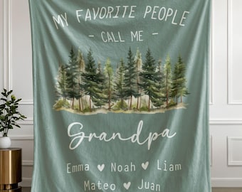 Manta personalizada para o vovô com os nomes dos netos, "Meus netos favoritos me chamam de vovô", manta personalizada para o papai, presente para o vovô no Dia dos Pais.