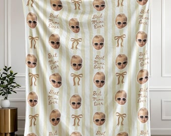 Manta personalizada com foto do bebê "Melhor Mimi de Sempre" - Presente para avós, avós e novos pais.