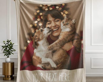 Manta personalizada com foto para mãe de cachorro, presente para mãe de gato, manta personalizada para animais de estimação, presente de Dia das Mães para amantes de animais, manta personalizada com foto do seu pet.