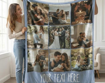 Manta personalizada com colagem de fotos para casais, presente de aniversário, manta personalizada com fotos, presente de casamento, manta personalizada para casais com texto.